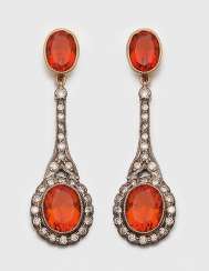 Quelques victorienne Madère-Citrine-boucles d'oreille de baisse Quelques victorienne Madère-Citrine-boucles d'oreille de baisse