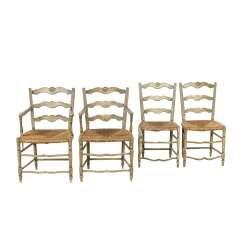 SEQUENCE OF FOUR PROVINCIAL CHAIRS, France, 19th century. Century., SEQUENCE OF FOUR PROVINCIAL CHAIRS, France, 19th century. Century.,