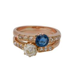 Ring with sapphire and old European cut diamond Ring with sapphire and old European cut diamond