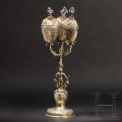 Triple pineapple cup with diamond decoration, German, around 1900 Triple pineapple cup with diamond decoration, German, around 1900