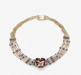 NECKLACE WITH PANSY . Germany, C. 1910, probably G. A. KORFF, of Hanau NECKLACE WITH PANSY . Germany, C. 1910, probably G. A. KORFF, of Hanau