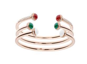 PIAGET, THREE GOLD, GEM-SET AND DIAMOND 'POSSESSION' BANGLES PIAGET, THREE GOLD, GEM-SET AND DIAMOND 'POSSESSION' BANGLES