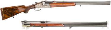 Bock double rifle Winkler, Ferlach, with ZF Kahles and WL over and under shotgun rifle with ZF Hensoldt in a suitcase Bock double rifle Winkler, Ferlach, with ZF Kahles and WL over and under shotgun rifle with ZF Hensoldt in a suitcase