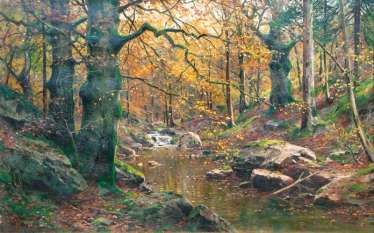 Stream in the autumn forest. Walter Moras Stream in the autumn forest. Walter Moras
