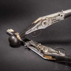 A Pair of wheel-lock buffer for the teams of the electoral body guard (2. Model), dated, respectively, 1594 A Pair of wheel-lock buffer for the teams of the electoral body guard (2. Model), dated, respectively, 1594