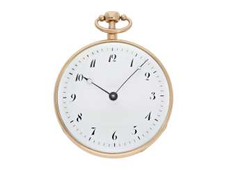 Pocket watch: large, very fine open face with striking mechanism and rare comma escapement, approx. 1820 Pocket watch: large, very fine open face with striking mechanism and rare comma escapement, approx. 1820