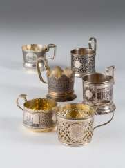 6 Tea Glass Holder Niello, 6 Tea Glass Holder Niello,