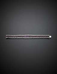 Ruby and diamond slightly graduated white gold modular bracelet Ruby and diamond slightly graduated white gold modular bracelet