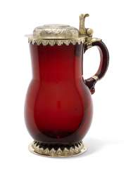 A POLISH SILVER-GILT MOUNTED RUBY-GLASS TANKARD A POLISH SILVER-GILT MOUNTED RUBY-GLASS TANKARD