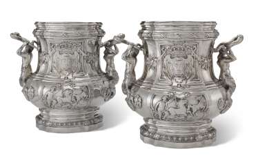 A PAIR OF GERMAN SILVER WINE COOLERS A PAIR OF GERMAN SILVER WINE COOLERS