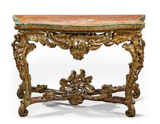 AN ITALIAN SILVER-GILT VARNISHED 'MECCA' CONSOLE TABLE AN ITALIAN SILVER-GILT VARNISHED 'MECCA' CONSOLE TABLE