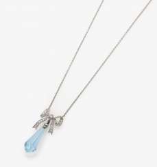 Pendant chain with aquamarine and diamonds. USA, 1925 years Pendant chain with aquamarine and diamonds. USA, 1925 years
