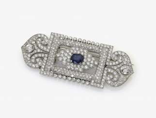 Brooch with diamonds and sapphire Brooch with diamonds and sapphire