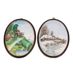 Pair of porcelain relief plaques Pair of porcelain relief plaques