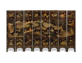 A CHINESE COROMANDEL LACQUER EIGHT-FOLD SCREEN A CHINESE COROMANDEL LACQUER EIGHT-FOLD SCREEN