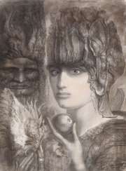 Fuchs, Ernst Vienna 1930 - 2015 ibid, among others painter, graphic artist, sculptor and set designer, co-founder of the Vienna School of Fantastic Realism, student at the AdBK in Vienna. '' Sorrow and Beauty - Karina '' Fuchs, Ernst Vienna 1930 - 2015 ibid, among others painter, graphic artist, sculptor and set designer, co-founder of the Vienna School of Fantastic Realism, student at the AdBK in Vienna. '' Sorrow and Beauty - Karina ''