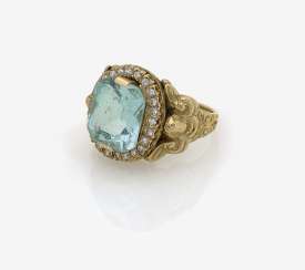 Ring with aquamarine and diamonds Ring with aquamarine and diamonds