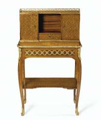 A LATE LOUIS XV ORMOLU-MOUNTED TULIPWOOD, BOIS SATINE, AMARA... A LATE LOUIS XV ORMOLU-MOUNTED TULIPWOOD, BOIS SATINE, AMARA...
