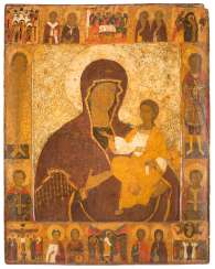 A MONUMENTAL ICON WITH THE MOTHER OF GOD, THE HIGH FEASTS OF THE ORTHODOX LITURGICAL YEAR, AND SACRED FROM A CHURCH ICONOSTASIS A MONUMENTAL ICON WITH THE MOTHER OF GOD, THE HIGH FEASTS OF THE ORTHODOX LITURGICAL YEAR, AND SACRED FROM A CHURCH ICONOSTASIS