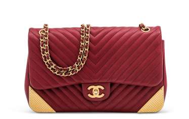 A BURGUNDY CHEVRON LAMBSKIN LEATHER ROCK THE CORNER SMALL CL... A BURGUNDY CHEVRON LAMBSKIN LEATHER ROCK THE CORNER SMALL CL...