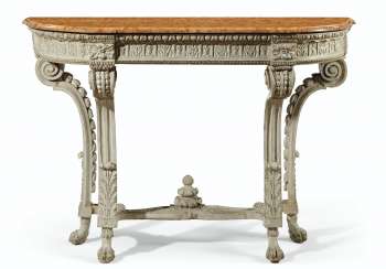 A LATE LOUIS XV GRAY-PAINTED SIDE TABLE A LATE LOUIS XV GRAY-PAINTED SIDE TABLE