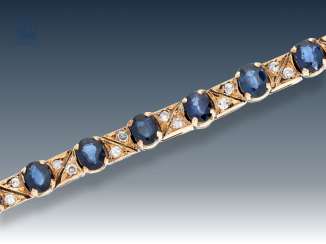 Bracelet: antique, fine, and very beautiful, Golden-red sapphire/diamond bracelet Bracelet: antique, fine, and very beautiful, Golden-red sapphire/diamond bracelet