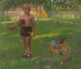 VLADIMIRSKY, BORIS (1878-1950) Boy with a Toy Wagon VLADIMIRSKY, BORIS (1878-1950) Boy with a Toy Wagon