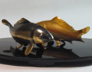 mirror carps Japan, bronze mirror carps Japan, bronze