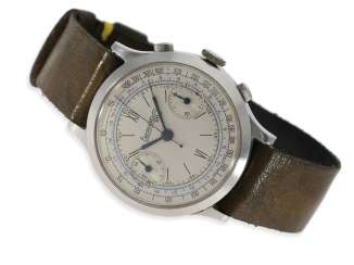 Watch: very early, big Eberhard Chronograph in steel, CA. 1938 Watch: very early, big Eberhard Chronograph in steel, CA. 1938