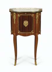 A LOUIS XVI ORMOLU-MOUNTED BOIS SATINE, TULIPWOOD AND AMARANTH OCCASIONAL TABLE A LOUIS XVI ORMOLU-MOUNTED BOIS SATINE, TULIPWOOD AND AMARANTH OCCASIONAL TABLE