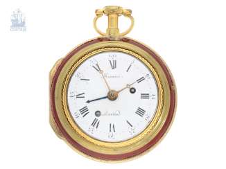 Pocket watch: an exceptionally large and rare double case-Spindeluhr with Alarm, Honnore Lieutand a Marseille No. 1080, CA. 1790 Pocket watch: an exceptionally large and rare double case-Spindeluhr with Alarm, Honnore Lieutand a Marseille No. 1080, CA. 1790