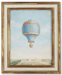 A GROUP OF TWELVE FRENCH VIEWS OF BALOONS IN LANDSCAPES A GROUP OF TWELVE FRENCH VIEWS OF BALOONS IN LANDSCAPES