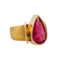 Ring with pink tourmaline drop approx. 5.7 ct, Ring with pink tourmaline drop approx. 5.7 ct,