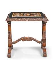 A WILLIAM IV BRAZILIAN ROSEWOOD AND SPECIMEN HARDSTONE-INLAID TABLE A WILLIAM IV BRAZILIAN ROSEWOOD AND SPECIMEN HARDSTONE-INLAID TABLE