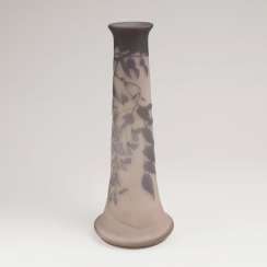 A large Gallé-rod vase with Wisteria A large Gallé-rod vase with Wisteria