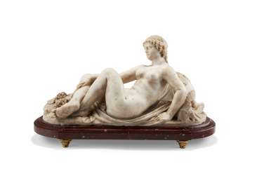 A LATE LOUIS XVI WHITE MARBLE FIGURE OF A BACCHANTE A LATE LOUIS XVI WHITE MARBLE FIGURE OF A BACCHANTE