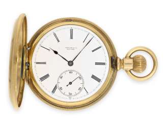 Pocket watch: heavy gold savonnette Tiffany Co. No. 86188, possibly a Patek Philippe caliber, around 1890 Pocket watch: heavy gold savonnette Tiffany Co. No. 86188, possibly a Patek Philippe caliber, around 1890