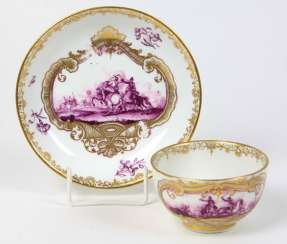 Meissen ceremonial plate Bataille painting to 1740/45 Meissen ceremonial plate Bataille painting to 1740/45