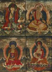 RARE SERIES OF FOUR THANGKA WITH EMANATIONS OF PADMASAMBHAVA (GURU RINPOCHE) RARE SERIES OF FOUR THANGKA WITH EMANATIONS OF PADMASAMBHAVA (GURU RINPOCHE)