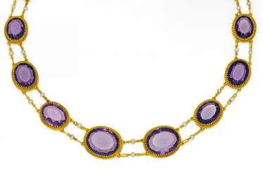 Amethyst-Perl-Collier. Amethyst-Perl-Collier.