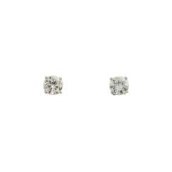 Pair of stud earrings with brilliant-cut diamonds, together CA. 1 ct, Pair of stud earrings with brilliant-cut diamonds, together CA. 1 ct,