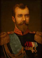 RUSSIAN PAINTER Active at the beginning of the 20th century. Portrait of Tsar Nicholas II. Oil on canvas RUSSIAN PAINTER Active at the beginning of the 20th century. Portrait of Tsar Nicholas II. Oil on canvas