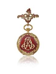 VACHERON CONSTANTIN, 18K GOLD OPENFACE KEYLESS LEVER PENDANT WATCH WITH MATCHING BROOCH VACHERON CONSTANTIN, 18K GOLD OPENFACE KEYLESS LEVER PENDANT WATCH WITH MATCHING BROOCH