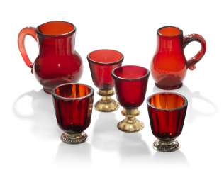 A GROUP OF 'RUBINGLAS' MINIATURE DRINKING VESSELS A GROUP OF 'RUBINGLAS' MINIATURE DRINKING VESSELS