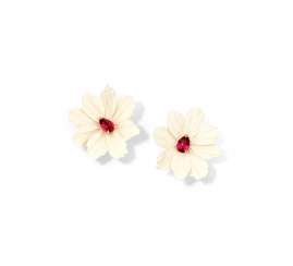 G BY GLENN SPIRO, CERAMIC AND TOURMALINE FLORAL EARRINGS G BY GLENN SPIRO, CERAMIC AND TOURMALINE FLORAL EARRINGS