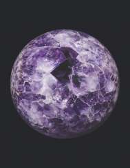 A FINE AMETHYST SPHERE WITH CRYSTAL CAVITY A FINE AMETHYST SPHERE WITH CRYSTAL CAVITY