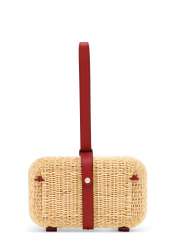 A ROUGE GRENAT SWIFT LEATHER & OSIER PICNIC CLUTCH A ROUGE GRENAT SWIFT LEATHER & OSIER PICNIC CLUTCH