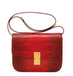 A SHINY RED SALVATOR LIZARD MEDIUM CLASSIC BOX WITH GOLD HAR... A SHINY RED SALVATOR LIZARD MEDIUM CLASSIC BOX WITH GOLD HAR...