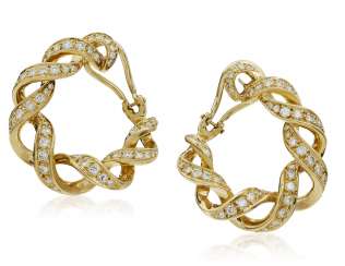 TIFFANY & CO. DIAMOND AND GOLD HOOP EARRINGS TIFFANY & CO. DIAMOND AND GOLD HOOP EARRINGS