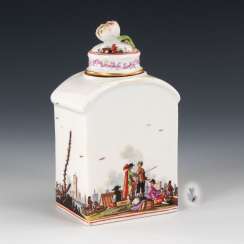 Tea caddy with kauffahrtei-painting, MEISSEN Tea caddy with kauffahrtei-painting, MEISSEN